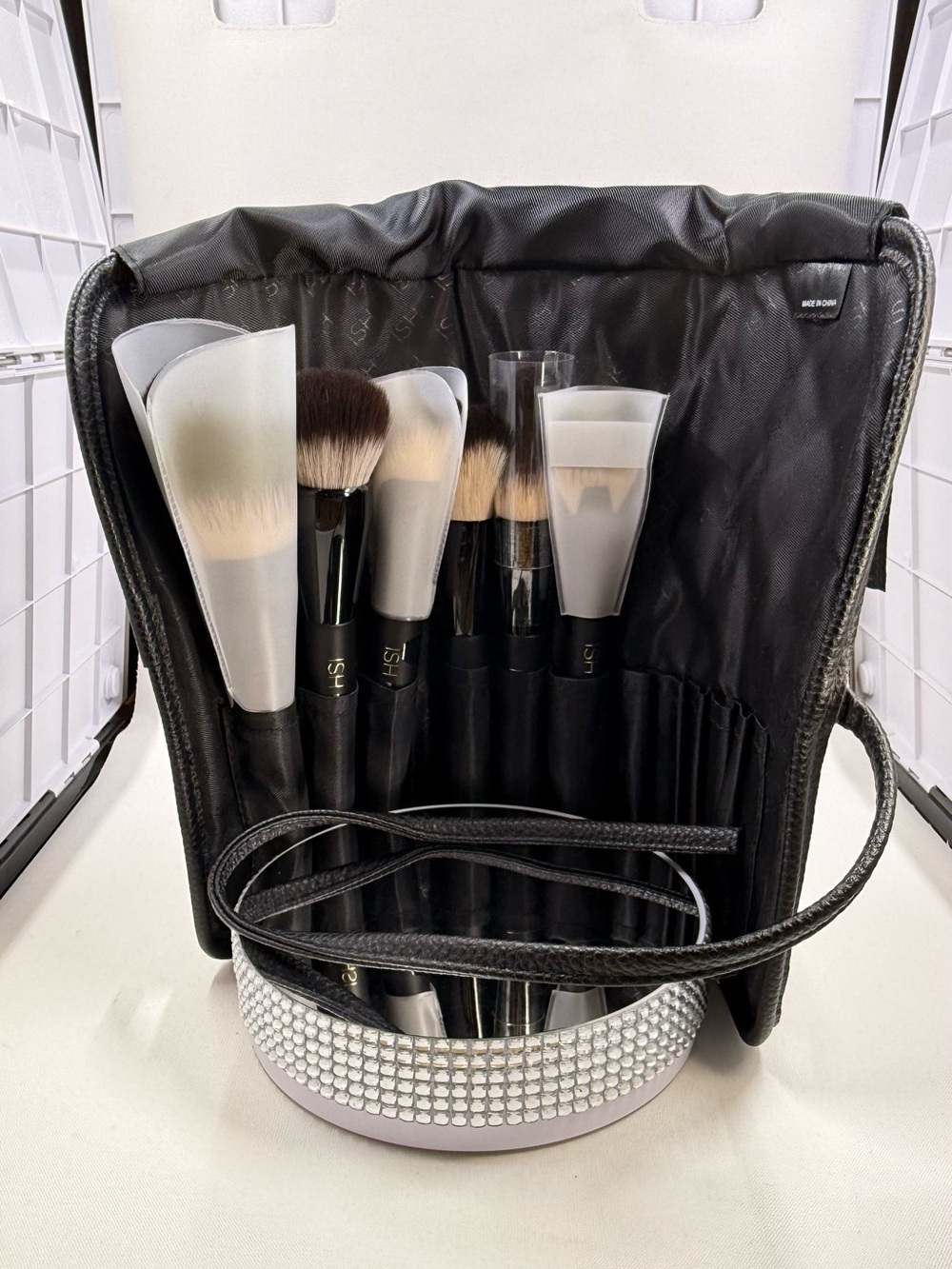 ISH Black Makeup Brush Set with Ombre White-to-Brown Bristles